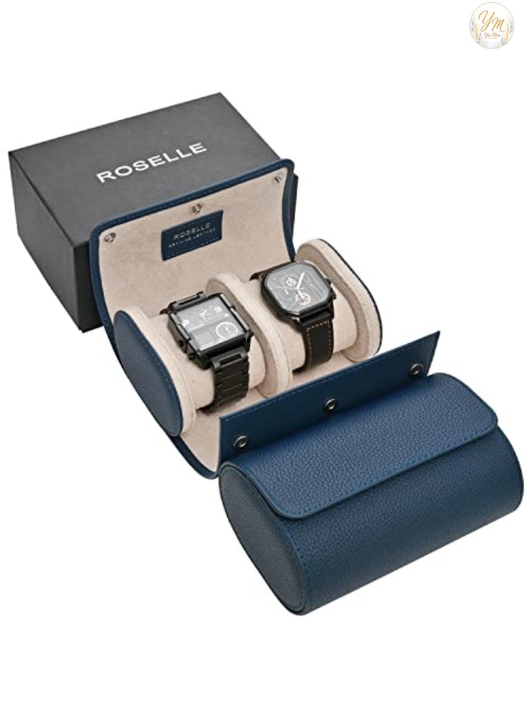 Genuine Leather Watch Roll Travel Case For 2 Watches  Luxury Lining Portable